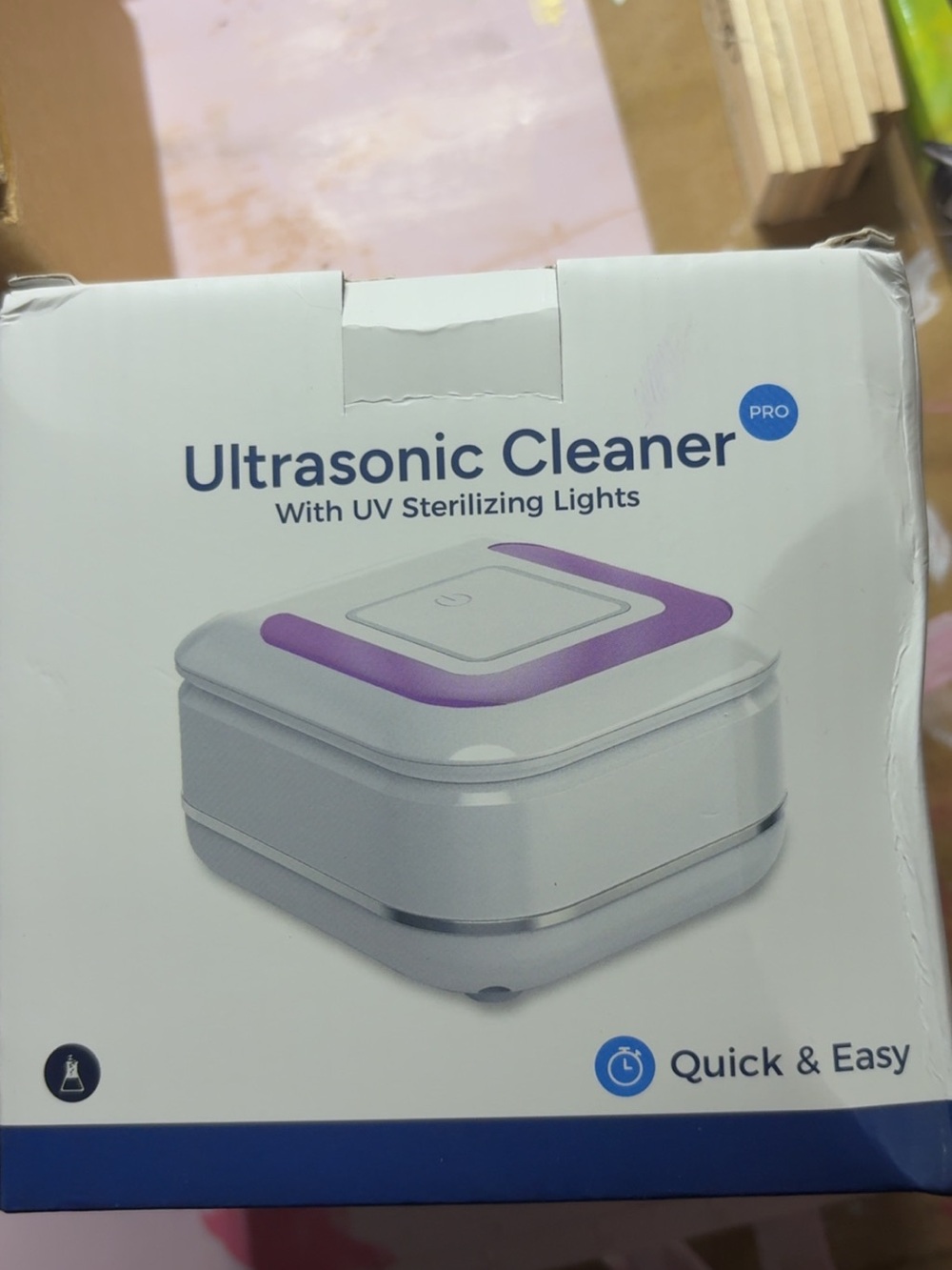 Ultrasonic Cleaner Pro with UV Sterilizing Lights - White & Purple